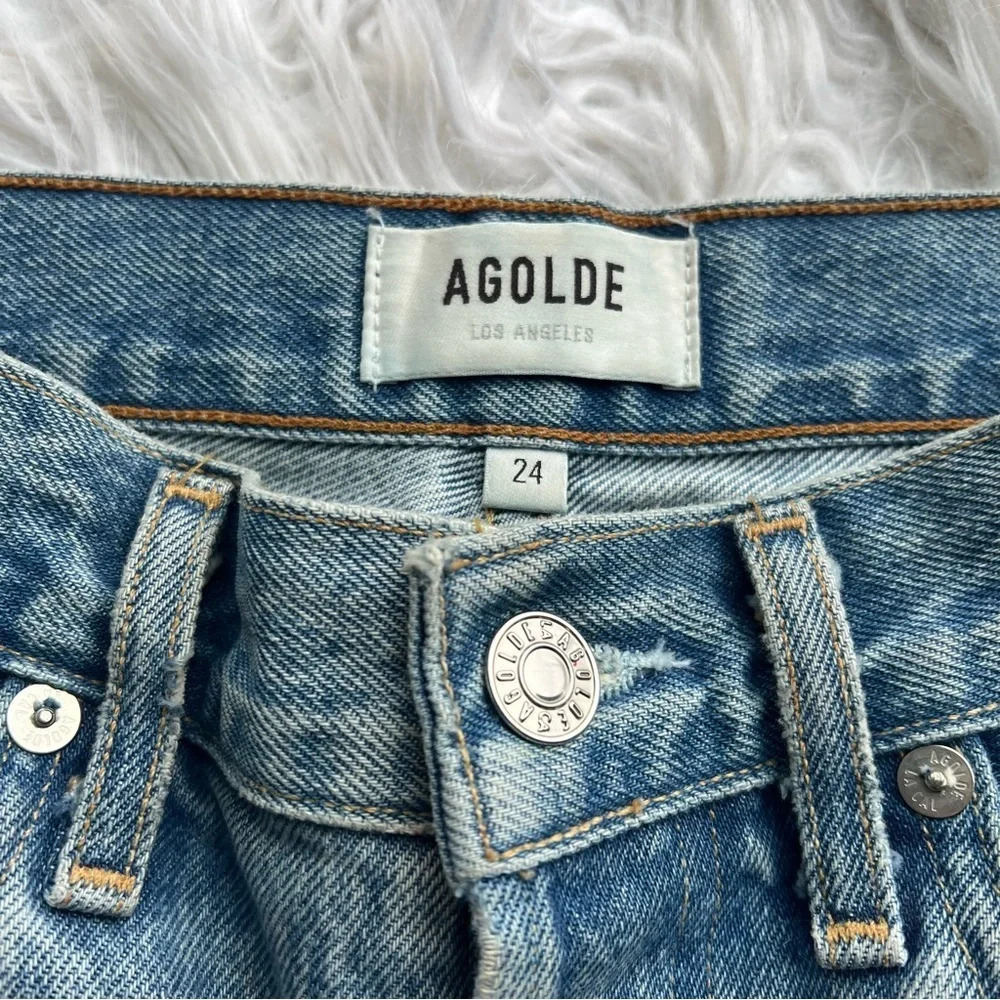 Agolde Light Blue High Rise Ripped Jeans - Picture 9 of 13